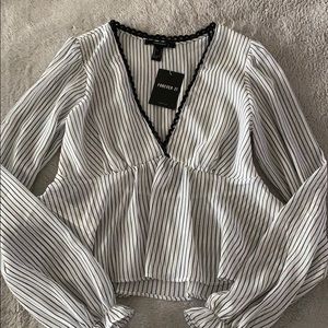 Forever 21 White with Black Stripes Long Sleeve